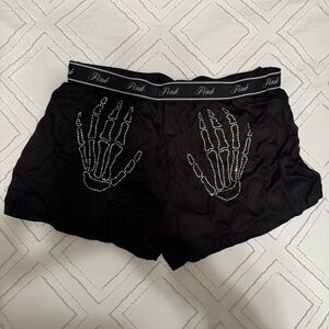 VS Pink Satin Skeleton Hands PJ Shorts